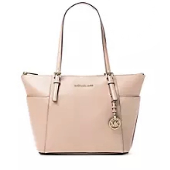 MICHAEL KORS East West Medium Jet Set Pocket Tote Handbag Ballet Pink ~ Satchel - Picture 4 of 10
